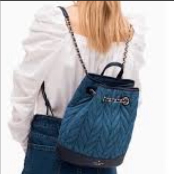 NWT Kate Spade Quilted Denim Backpack - Picture 7 of 7